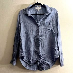 Anthropologie Cloth & Stone Striped Blue Button Down Longsleeve Blouse